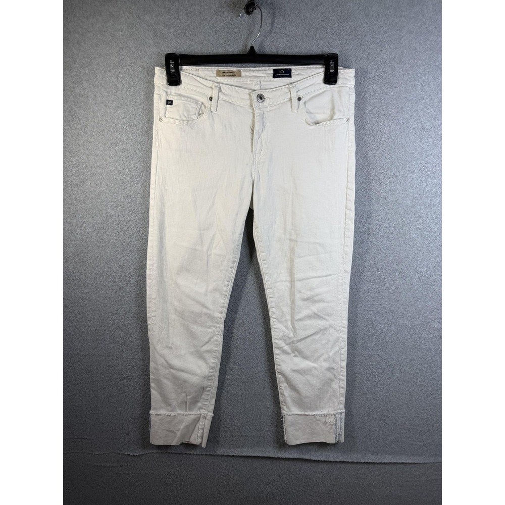 Adriano Goldschmied Stevie Cuff Jeans Womens 31 White Slim Straight Cuffed